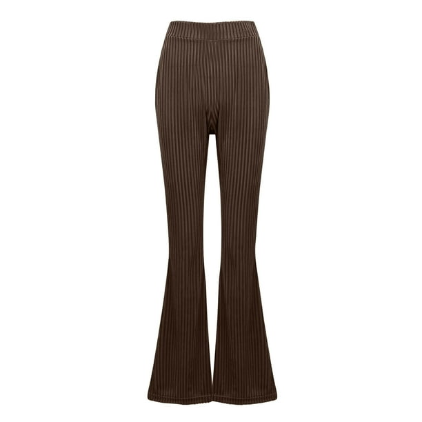 Dress Pants for Women High Waist Ribbed Flare Pants Dressy Tight Bootcut  Wide Leg Pants Office Work Lounge Trousers 