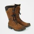thumbnail image 1 of Zapatos de mujer, moda, ante, tacón medio, informal, Color sólido, punta redonda, con cordones, felpa gruesa, impermeable, botas de nieve de caballero de tubo medio Wmkox8yii ghj2371, 1 of 6