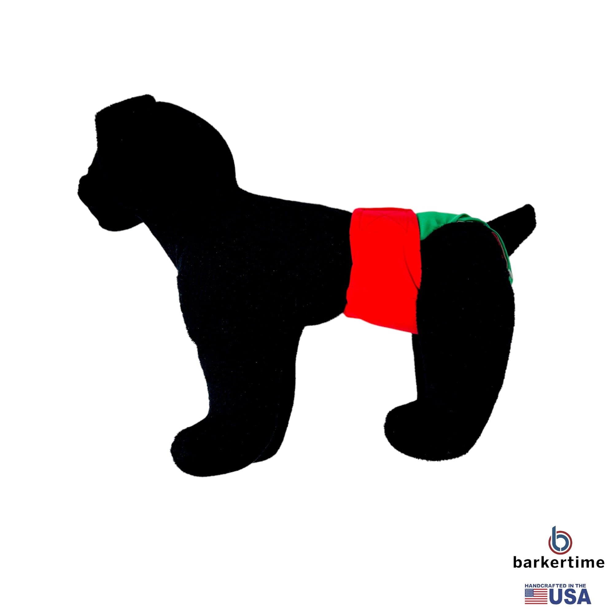 Barkertime Holiday Red on Green Dog Diaper Snappy