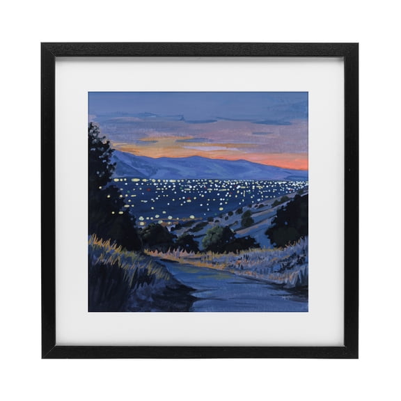 Stupell Industries Contemporary Desert City Lights At Dusk Black Framed Print Under Glass, 13 x 13, by Kate Jarvik Birch