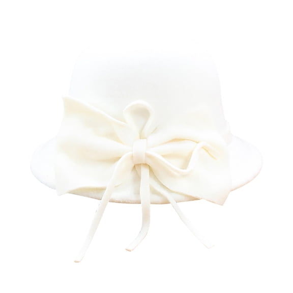 MEICHEN Fedora Hats for Women Graceful Winter Cloche Hat with Bow Knot Casual Fishing Basin Cap Fall Plain Small Bowler Hat