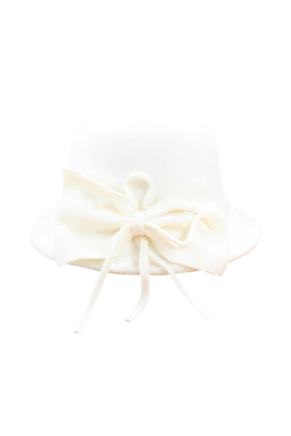 Fedora Hats for Women Graceful Winter Cloche Hat with Bow Knot Casual Fishing Basin Cap Fall Plain Small Bowler Hat