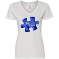 thumbnail image 3 of Inktastic Autism Awareness Be Kind Dark Blue Puzzle Piece Women's V-Neck T-Shirt, 3 of 5