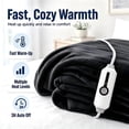 thumbnail image 3 of YAKEE Heated Throw Blanket 50"x 60" Soft Warm Flannel Fast Heating Blanket, 4 Fast Heating Levels & 3 Hours Auto-off, Dark Gray, 3 of 9