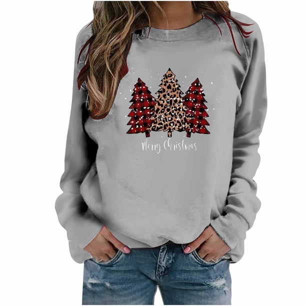 Sudaderas Navideñas Para Mujer, Camiseta Holgada Estampada A La Moda, Blusa de Manga Larga, Tops Casuales de Cuello Redondo Odeerbi ODB191867