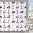 thumbnail image 3 of Anchor l Shower Curtain Blue Sailboat Star Colourful Striped Polyester Fabric Bath Curtains Bathroom r with, 3 of 7