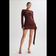 thumbnail image 4 of Vestido Mini Plisado Sin Espalda para Mujer, de Larga, Tejido A Crochet, Sexy, para Fiesta Marrón Rojizo L, 4 of 7