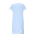thumbnail image 4 of Jusqu'à 65 % de Réduction! Robes de Mode d'Été pour Femmes 2024 Grande Taille Coton Lin Couleur Unie Robe en Dentelle Soluble dans l'Eau Manches Courtes Col en V Longueur Genou, 4 of 5