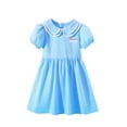 thumbnail image 2 of Gamivast Girls Dresses Size 10-12 Summer Short Sleeve Crew Neck Ruffle Dress Solid Color Puff Playwear Princess Dress Blue 3T Vestidos De Verano Para Niña, 2 of 4