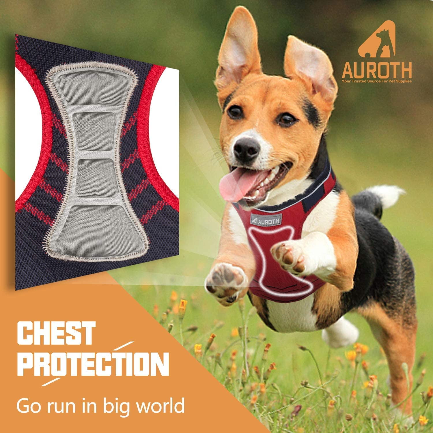 S, Chest 14-16 Auroth Step-in Dog Harness Cat Harness Walking Escape Proof Vest Harness for Kitten Puppy Breathable Soft Mesh Padded Dog Harness Reflective Pet Harness for Small Medium Dog Black 