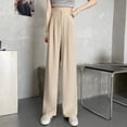 thumbnail image 1 of Pantalones de traje para mujer, estilo coreano, holgados, de cintura alta, con pierna ancha, adelgazantes, rectos, informales, de verano, 1 of 6