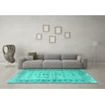 thumbnail image 3 of Ahgly Company Indoor Square Oriental Turquoise Blue Industrial Area Rugs, 4' Square, 3 of 4