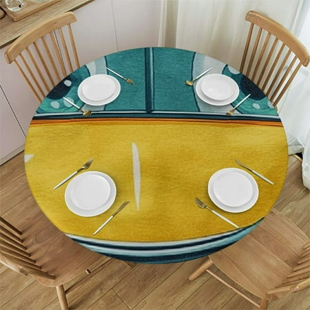 

Autua Yellow Car Round Tablecloth Stain-Resistant and Washable Ideal for Indoor and Outdoor Events 100% Polyester Full Width Single-Sided Printing with Elastic Edge 38 -42
