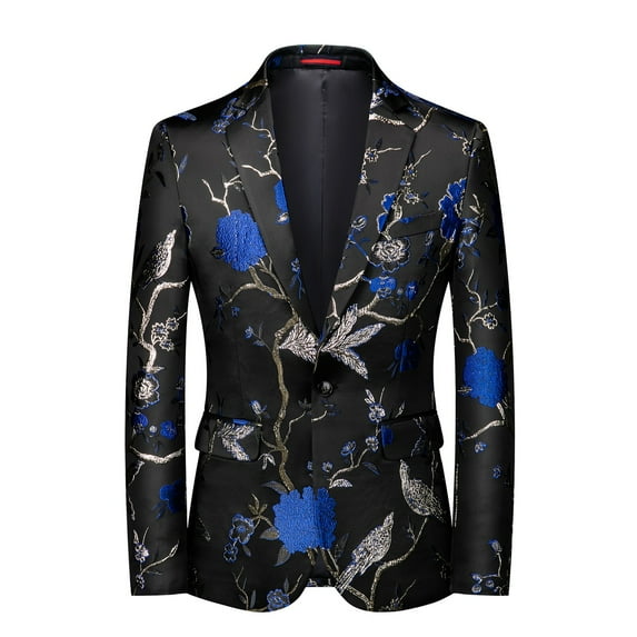 Cloudstyle Mens Embroidery Tux Dress Suit Jacket Formal Print Prom Blazer Dinner Sport Coat