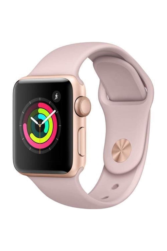 Pre-Owned Apple A1858, Watch Series 3 38mm (GPS) Aluminum Case, 18 Hour Battery Life, 1 Pound, Gold, 1 Count