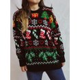 thumbnail image 4 of Boiiwant Pull de Noël Laid pour les Femmes à Manches Longues Col Rond Snowflake Bas Impression Pulls Tricotés Automne Hiver Noël Pulls Amples, 4 of 9