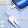 thumbnail image 2 of Adaptador de Cargador de Auriculares USB C A USB-C de 2 Piezas, Adaptador de Audio Tipo C 2 en 1 con Carga Rápida PD, Dongle Divisor USB C, 2 of 5