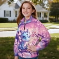 thumbnail image 3 of Uorisanigo Girls Half Zip Sweatshirt Fall Fashion Outfits Clothes Cherry Blossom Dragon Long Sleeve Pullover Crop Tops Drop Shoulder Pullover Jackets Athletic Tops for Sports and Daily Wear, 3 of 7