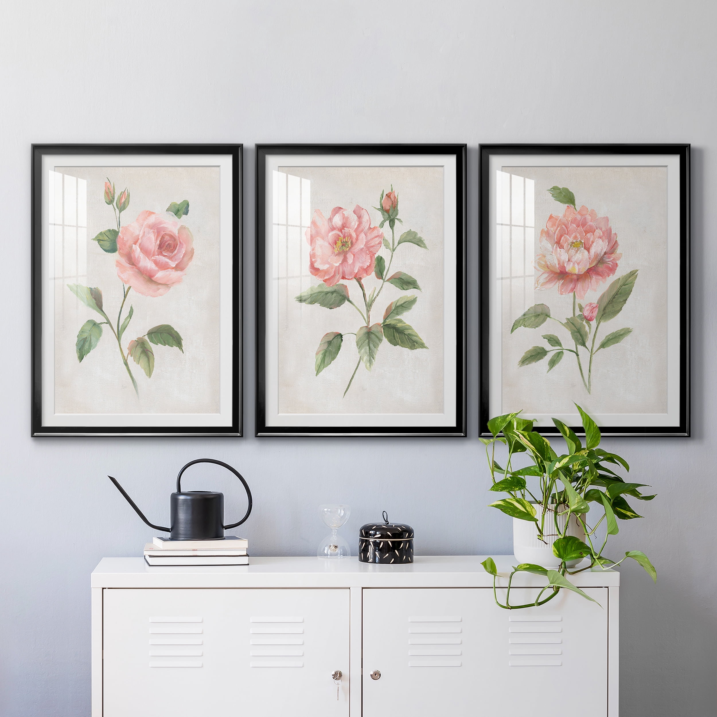 Grandiflora I Premium Framed Prints Set of 3 - Ready to Hang - 30.5 x 42.5 Each - Black Frame