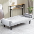 thumbnail image 4 of Yesfashion Folding Recliner Futon Couch Sleeper Set Futon Sofa Bed Convertible Couch Bed with Solid Wood Legs & Armrests Living Room Linen Sofa Bed for Bedroom Living Room, 4 of 9