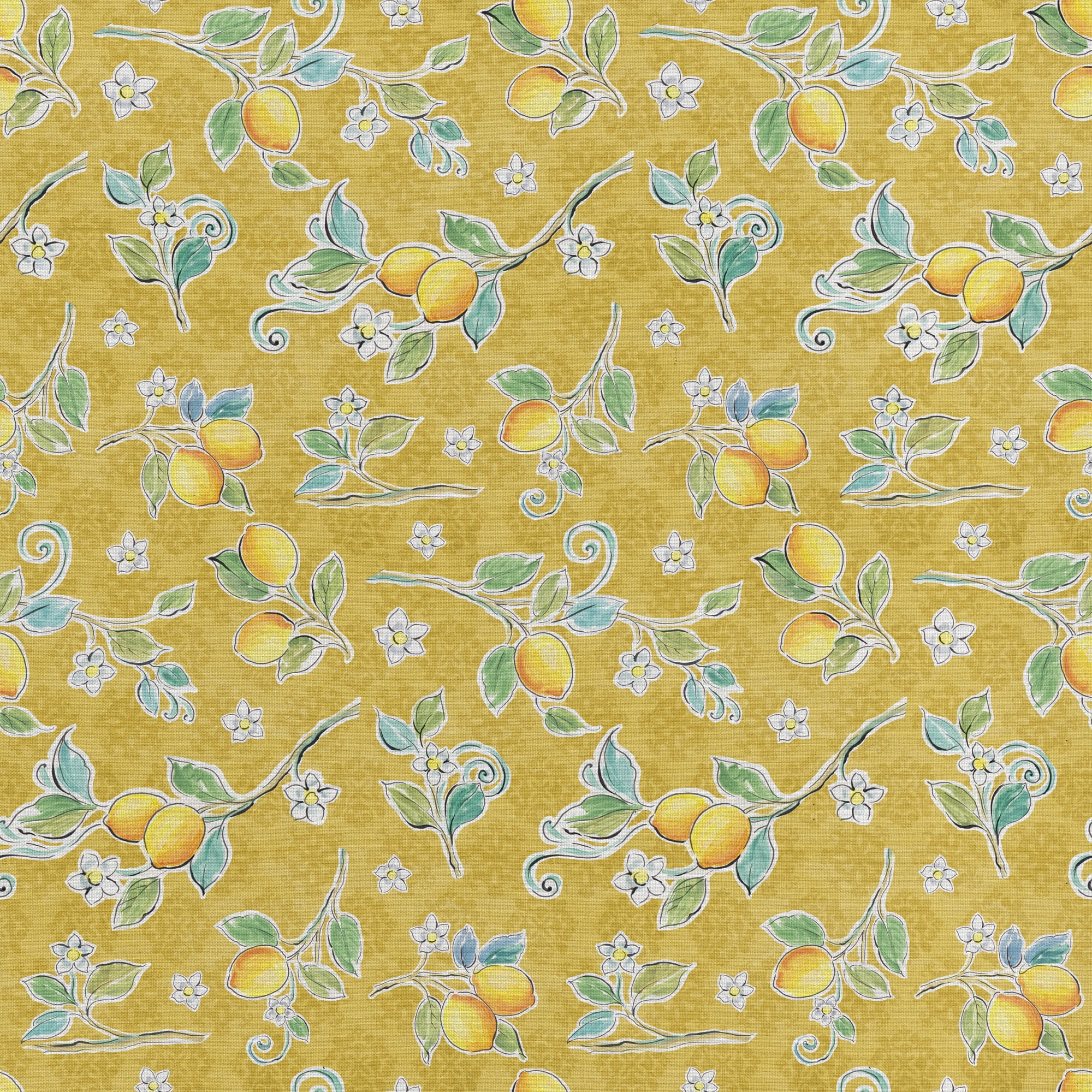(2 pack) 1 Yard 100% Cotton Mediterranean Lemons, Yellow, 44" Wide for Quilting & Sewing by David Textiles