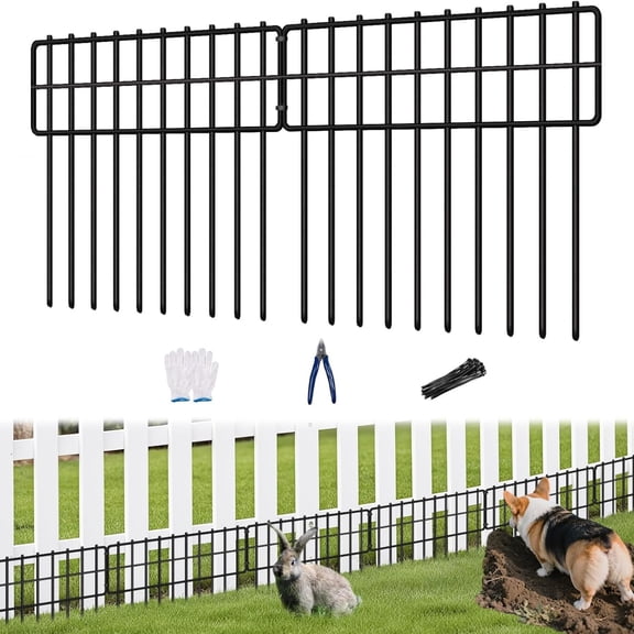 Garden Fence Animal Barrier, 30 Panels No Dig Fence 42.5ft(L) x13in(H), Rustproof Metal Defense Border, Dogs Rabbits Blocker Fence for Outdoor Yard & Patio