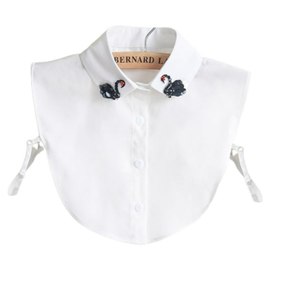 LoudSung False Collar Detachable Half Shirt Blouse Fake Collar Elegant Embroidery Rhinestones Crystal Decorative Dickey Collar Designs for Women Girls