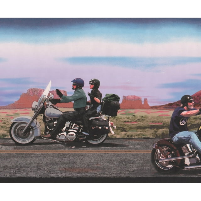 Vintage Motards Harley Davidson Motos Large Papier Peint Frontière Retro Conception, Rouleau 15' x 10,5''