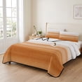 thumbnail image 2 of Twin Quilt Set 68''x86'', Orange White Ombre Lightweight Summer Bedspread Coverlet Set with 2 Pillow Shams, Farmhouse Retro Simple Striped Art Breathable All Season Quilt Bedding for Dorm/Bedroom, 2 of 9