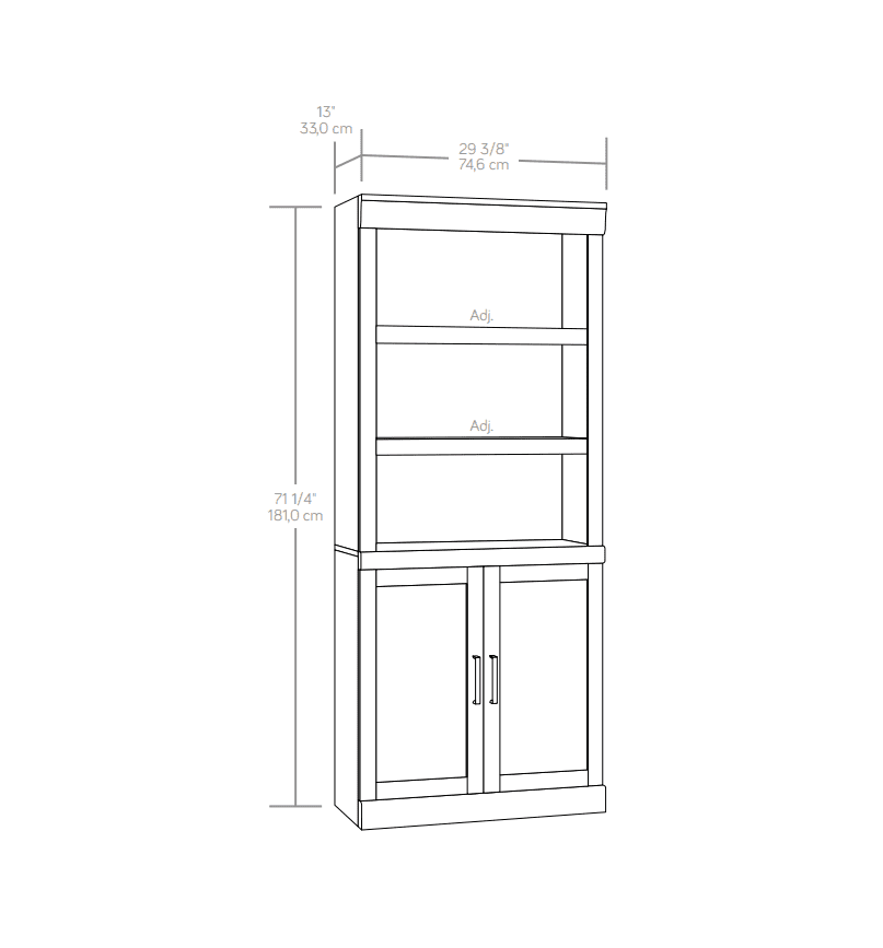 Better Homes & Gardens Glendale 5 Shelf Bookcase with Doors, Rustic Gray Finish