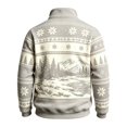 thumbnail image 4 of Fair Isle Sweatshirt for Men Long Sleeve Quarter Zip Stand Collar Pullover Trendy Fall Winter Casual Outdoor Streetwear Top Light Gray XL, 4 of 4