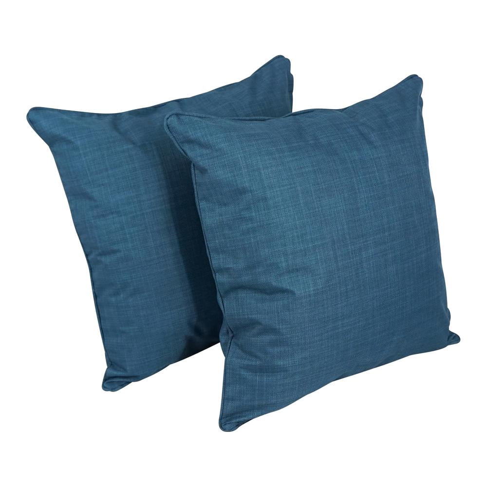 Blazing Needles Indoor/Outdoor Square Corded Throw Pillow, 25", Sea Blue 2 Count