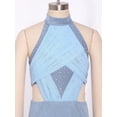 thumbnail image 5 of Eandarui Kids Girls Lyrical Dance Outfit Wide Leg Jumpsuit Sparkly Rhinestone Jazz Ballet Gymnastics Leotard Dress Blue 12, 5 of 7