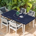 thumbnail image 2 of Navy Blue Modern Table Cloths for 4 Foot Rectangle Tables, Farmhouse Rabbit Abstract Art Patio Waterproof Elastic Fitted Tablecloths, Washable Rectangular Table Cover for Camping, 2 of 8