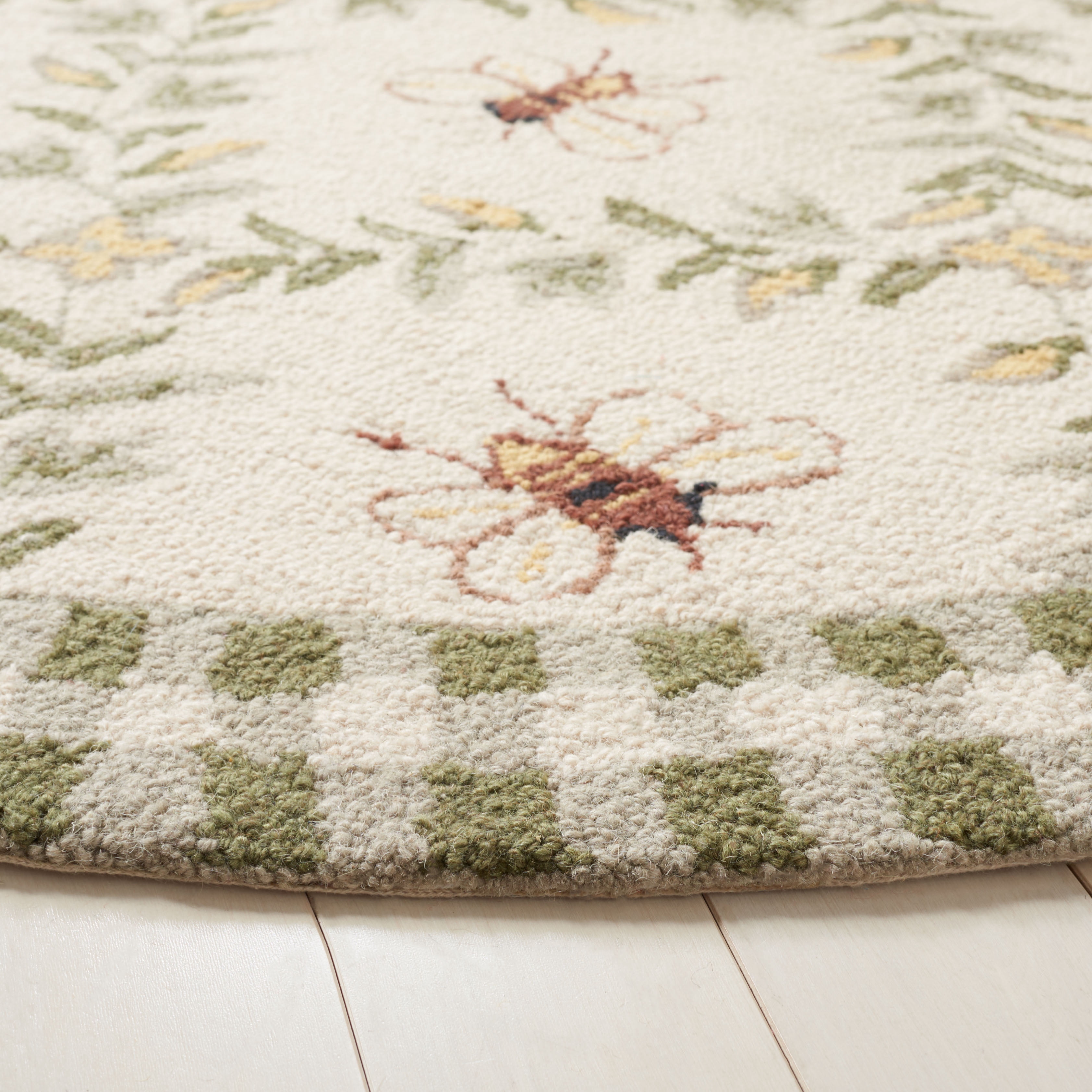 Safavieh Chelsea Lara Bordered Wool Area Rug, Ivory/Green, 6' x 6' Round