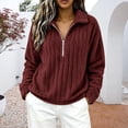 thumbnail image 2 of XAOFW Half Zip Sweatshirts For Women Long Sleeved Turndown Collar Loose Fitting Casual Warm Pullover Sweatshirts Stylish Top XXL, 2 of 4