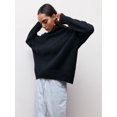 thumbnail image 5 of Women'S High Neck Sweaters Loose Fit Fall Winter Pullover Jumper Tops Black L, 5 of 6