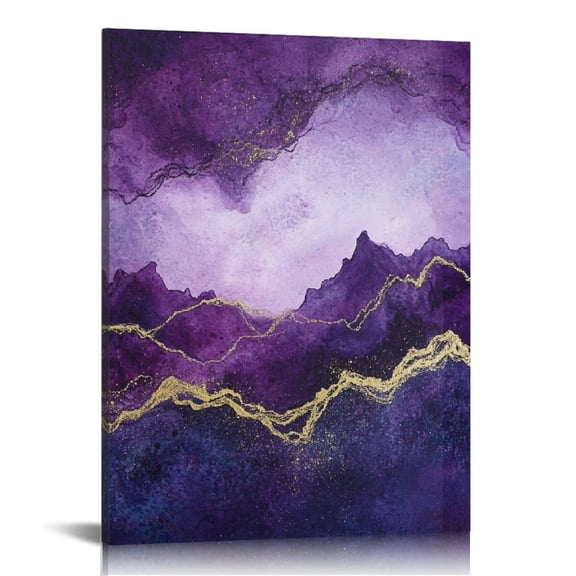 ZFLMY Mountain Range Purple Art Modern Canvas Prints Wall Decor for Home Living Room Bathroom Bedroom Office, Fashion Kitchen Pictures, Perfect Gift Ideas for Various Occasions 12x16in