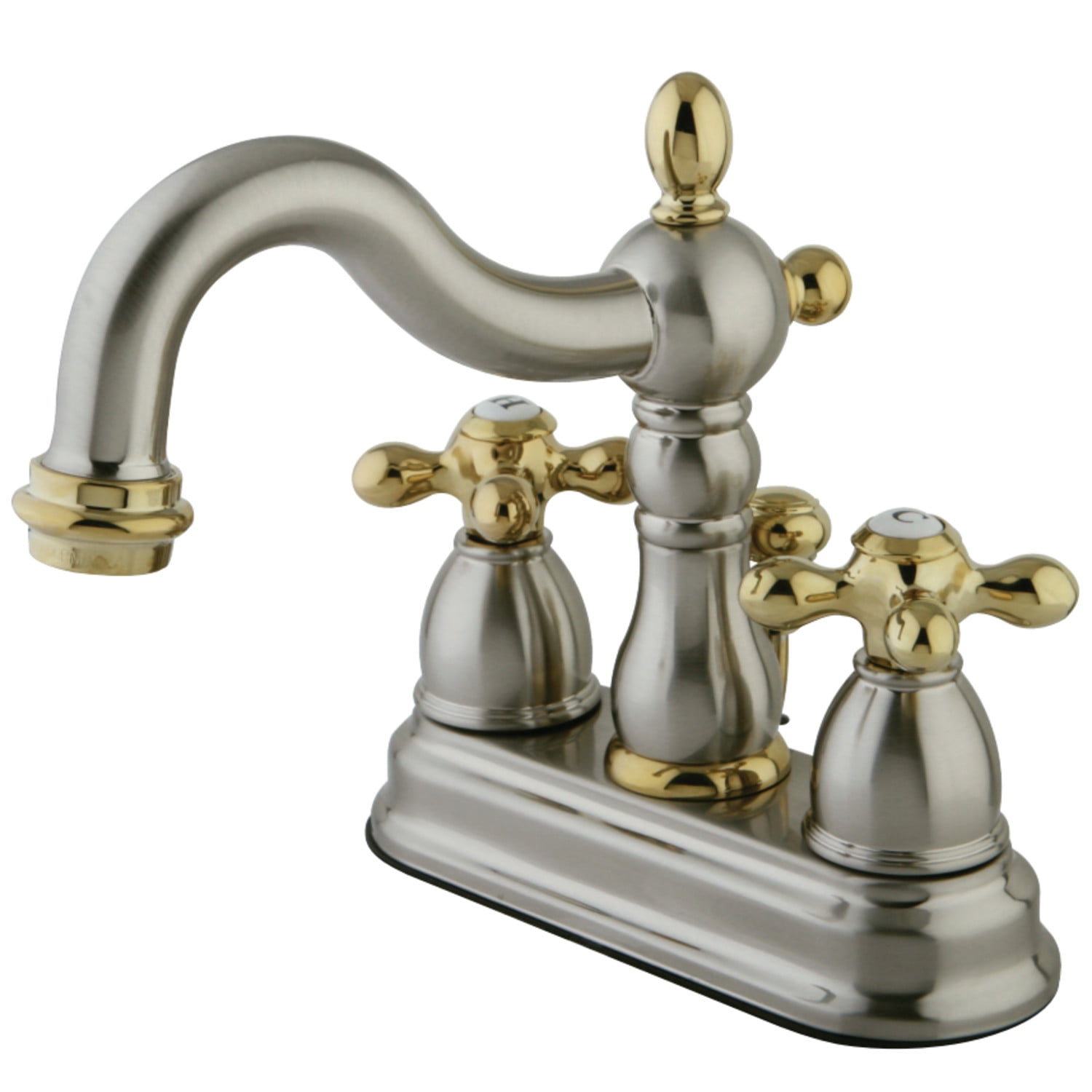 Kingston Brass KB1609AX 4Inch Centerset Lavatory Faucet, Brushed Nickel/Polished Brass