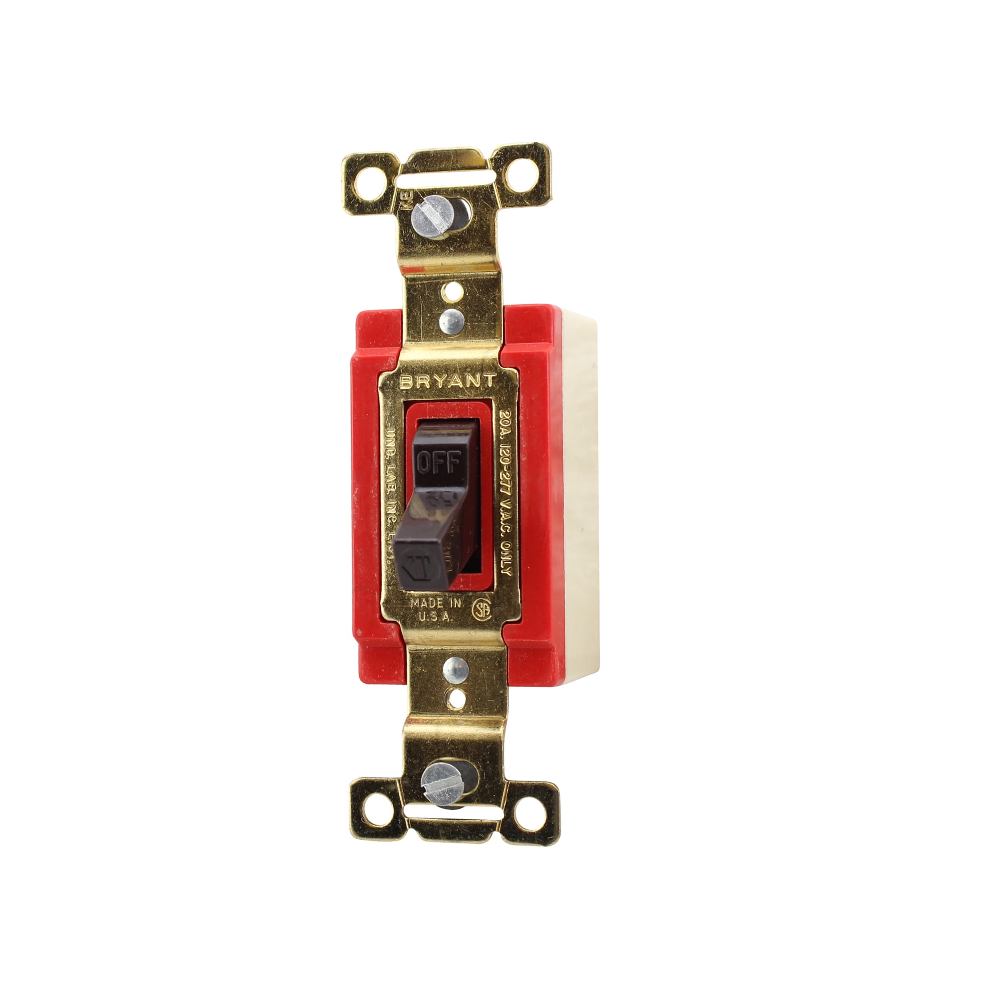 Hubbell Bryant 4901 Industrial Grade Single Pole Switch 20A 120-277V, Brown