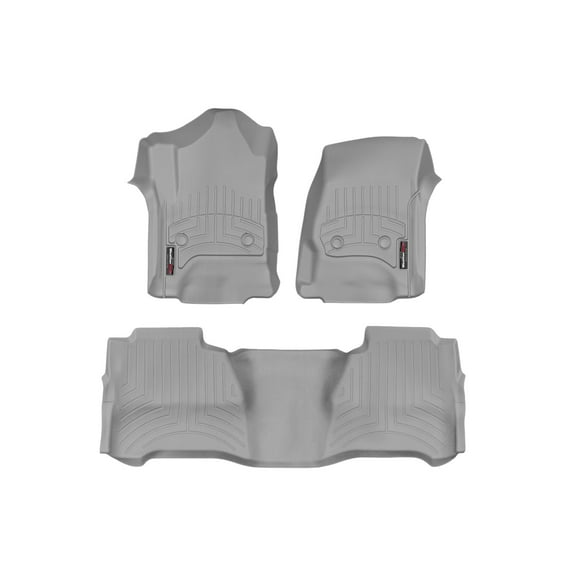 WeatherTech Custom Fit FloorLiners compatible with Sierra 2500HD/3500HD, Silverado 2500HD/3500HD, Sierra 1500, Silverado 1500 - 1st & 2nd Row, Grey