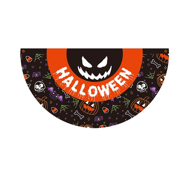 2pcs Halloween Bunting Flag 3 Stripe Half Fan Flag Bunting Banner Trick or Treat Halloween Party Decoration Outside Porch Garden Outdoor Yard Indoor Home