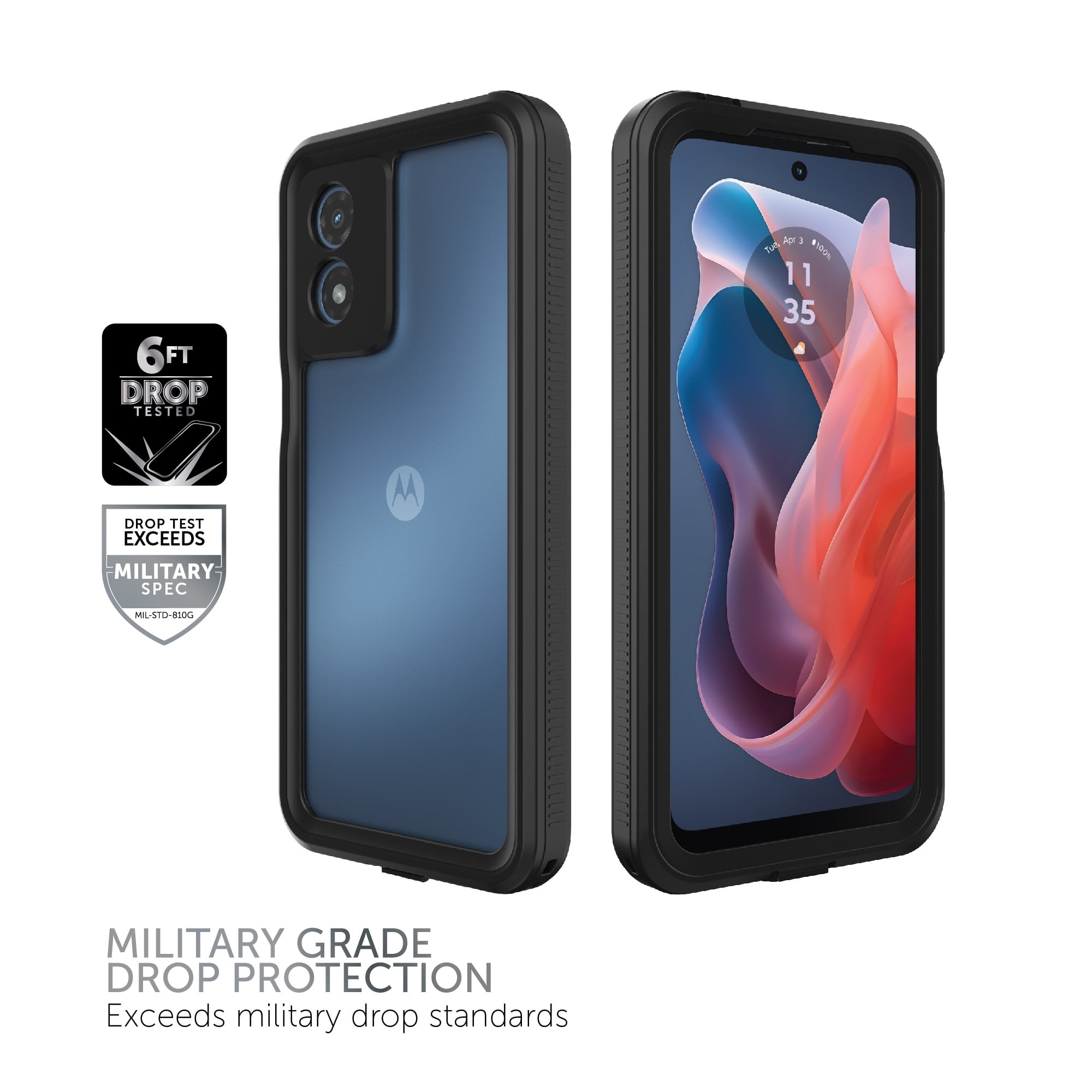 Body Glove Tidal Waterproof Phone Case for Motorola moto g PLAY (2024) - Black/Clear
