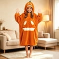 thumbnail image 5 of Wearable Blanket Hoodie for Boys Girls, Soft Pumpkin Hooded Blanket for Halloween Home Lounge Pumpkin Suit, 5 of 9
