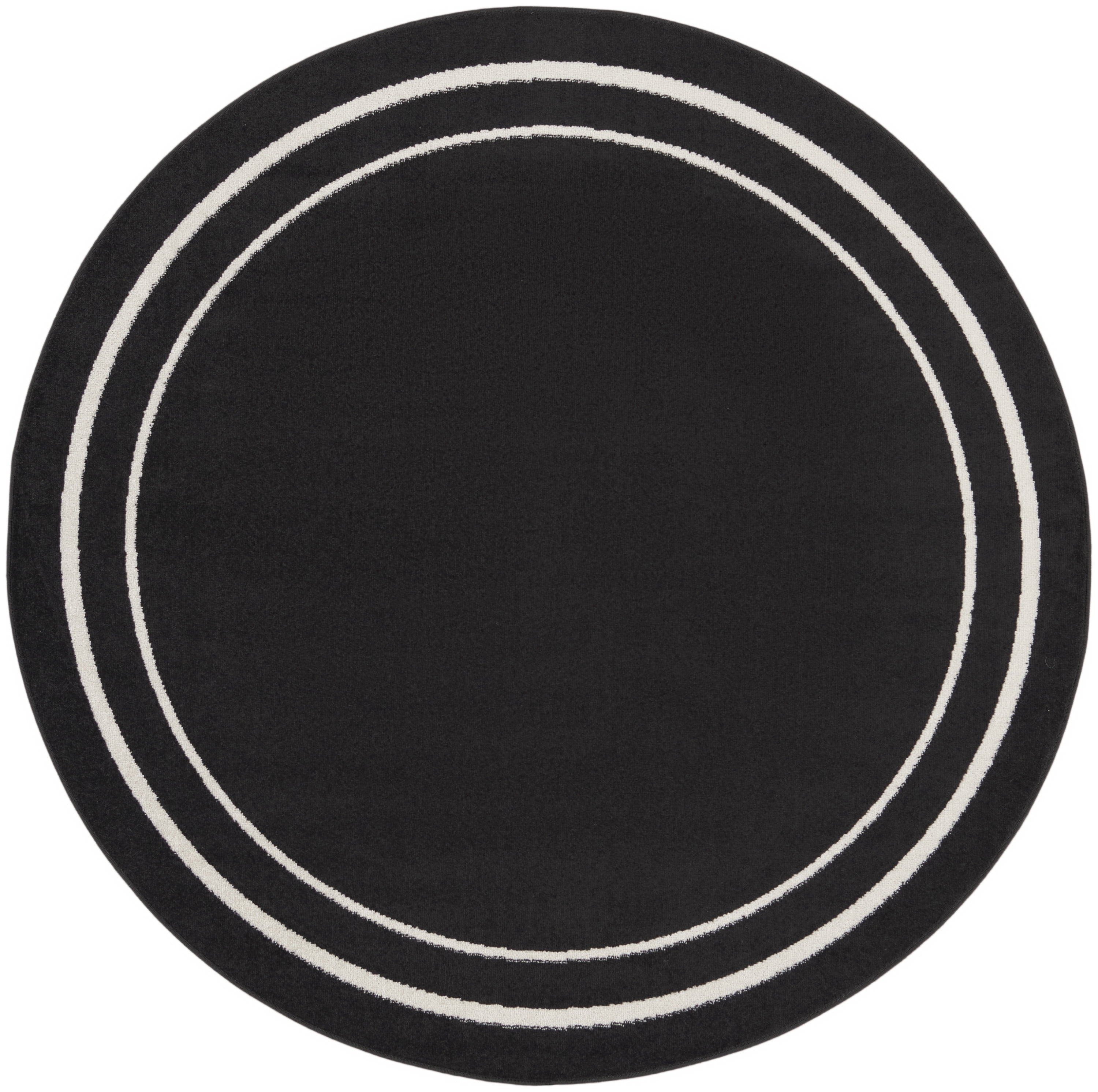 Nourison Essentials Indoor/Outdoor Black Ivory 8' x round Area Rug, (8 Round)