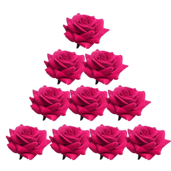 10 cabezas de rosas artificiales de terciopelo de colores para decoración de bodas y fiestas navideñas Rosa roja