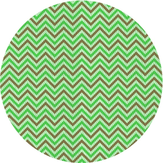 Ahgly Company Machine Washable Indoor Round Transitional Green Onion Green Area Rugs, 3' Round