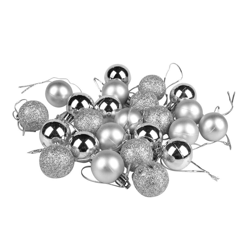 24pcs Christmas Silver Ball Ornaments Tree Decorations for Holiday