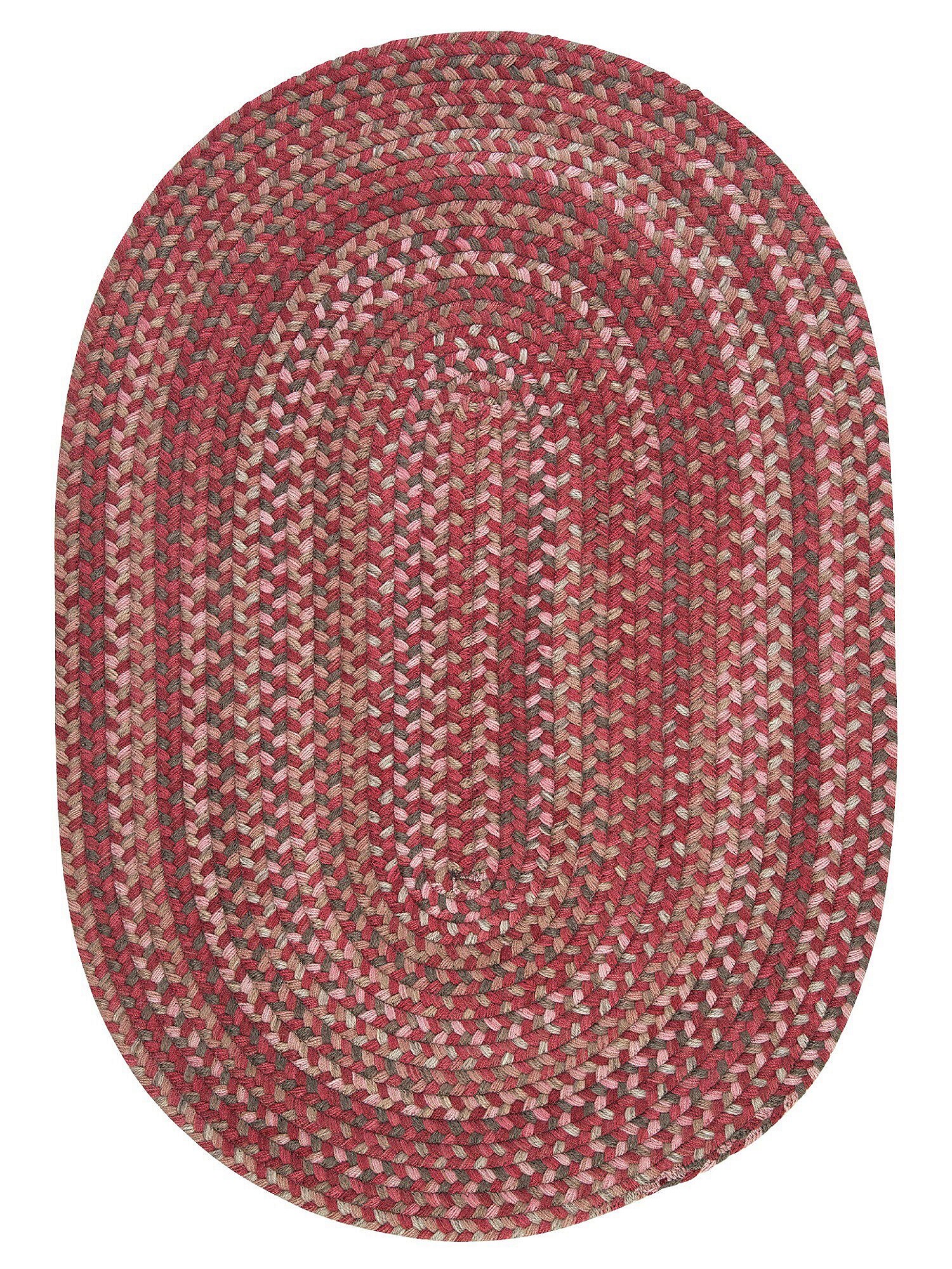 2' x 4' Rhubarb Red Oval Rustic Area Throw Rug