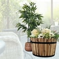 thumbnail image 6 of DeVault 23-Inch Premium Acacia Wood Planter with Metal Banding and Handles, Outdoor Decorative Wood Planter Pot, 6 of 7